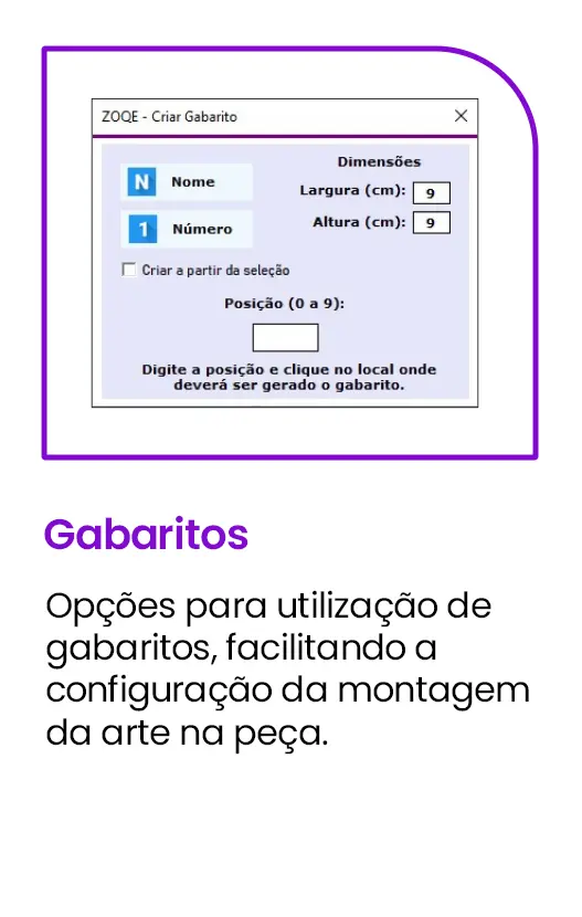 Gabaritos - Funcionalidade zoqe